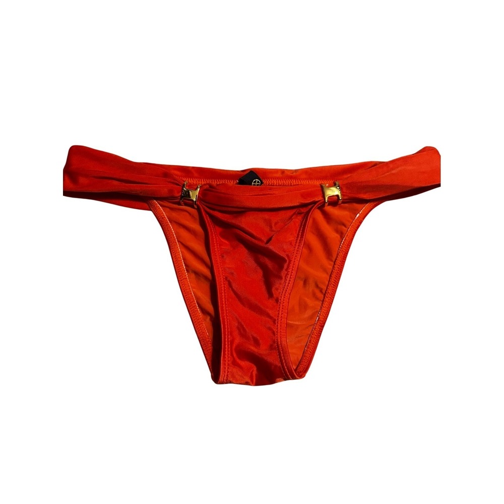 ViX Paula Hermanny Orange Bikini Bottom Gold Hardware Luxury‎ Swim XS